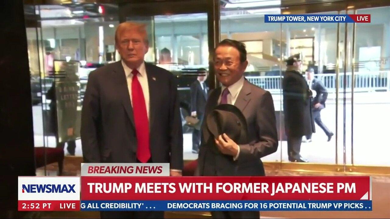 Trump Welcomes Japanese PM Taro Aso at Trump Tower