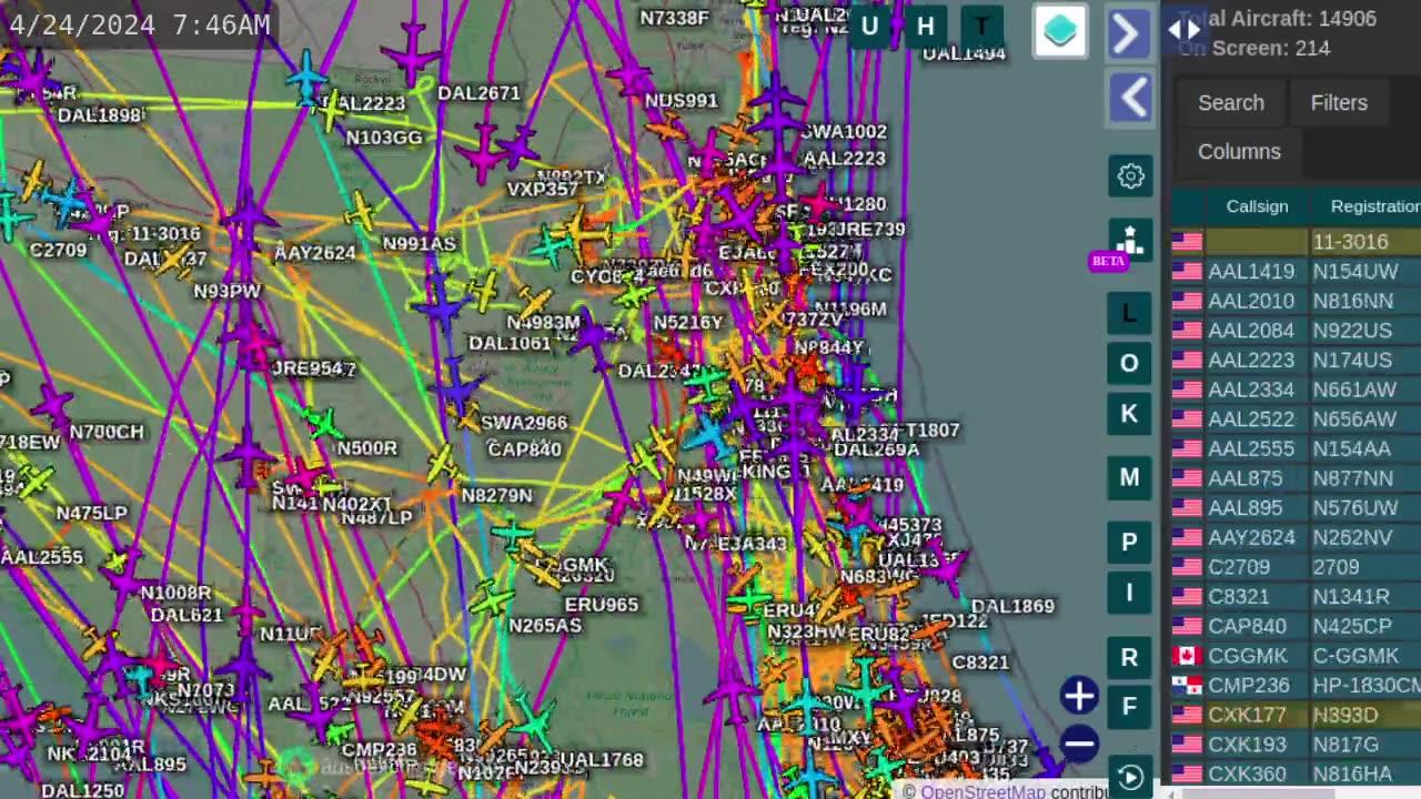 More Central Florida Air Traffic Time Lapsed for April 24th 2024