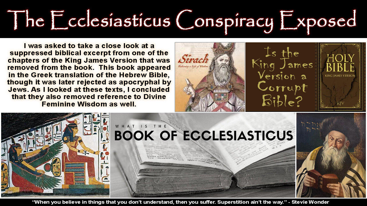 The Ecclesiasticus Conspiracy Exposed