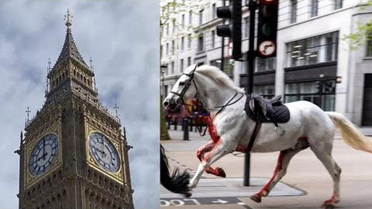 SOMETHING BIG IS COMING! 911 SYMBOLISM ON 4/24/24 (666)! BIG BEN STOPS WHILE BLOODY HORSES RUN FREE!