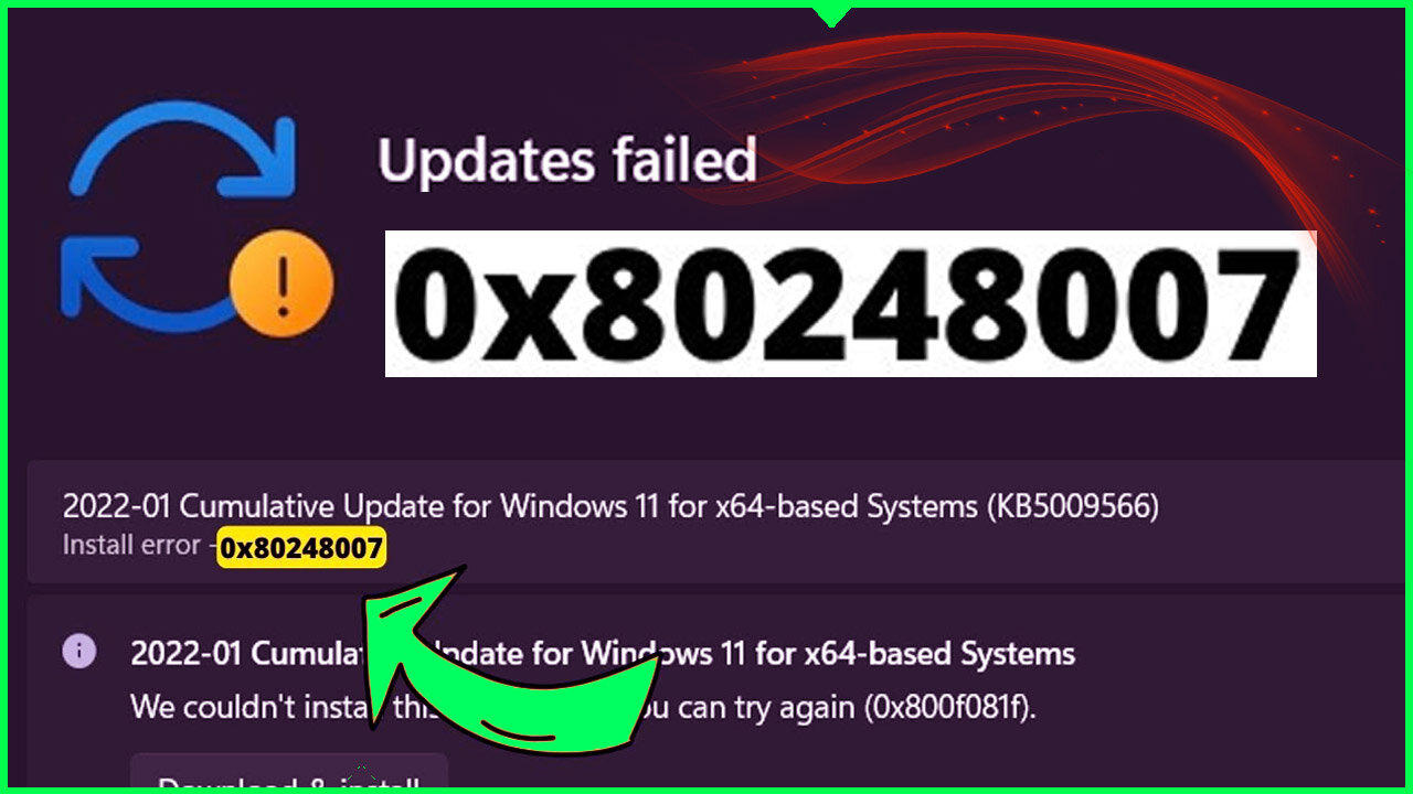 [Soultion] ✔️ Windows Update Error 0x80248007 ⚠️ Windows 11 update failed