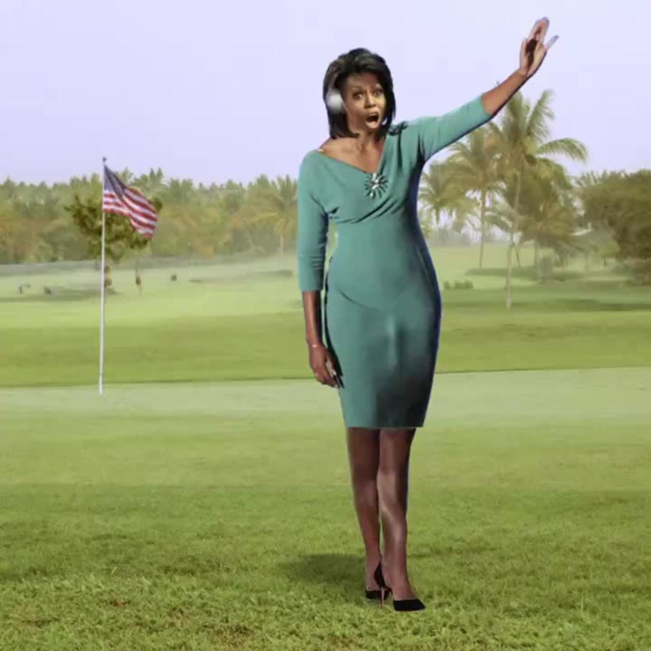 Trump Plays Golf With Michelle Obama