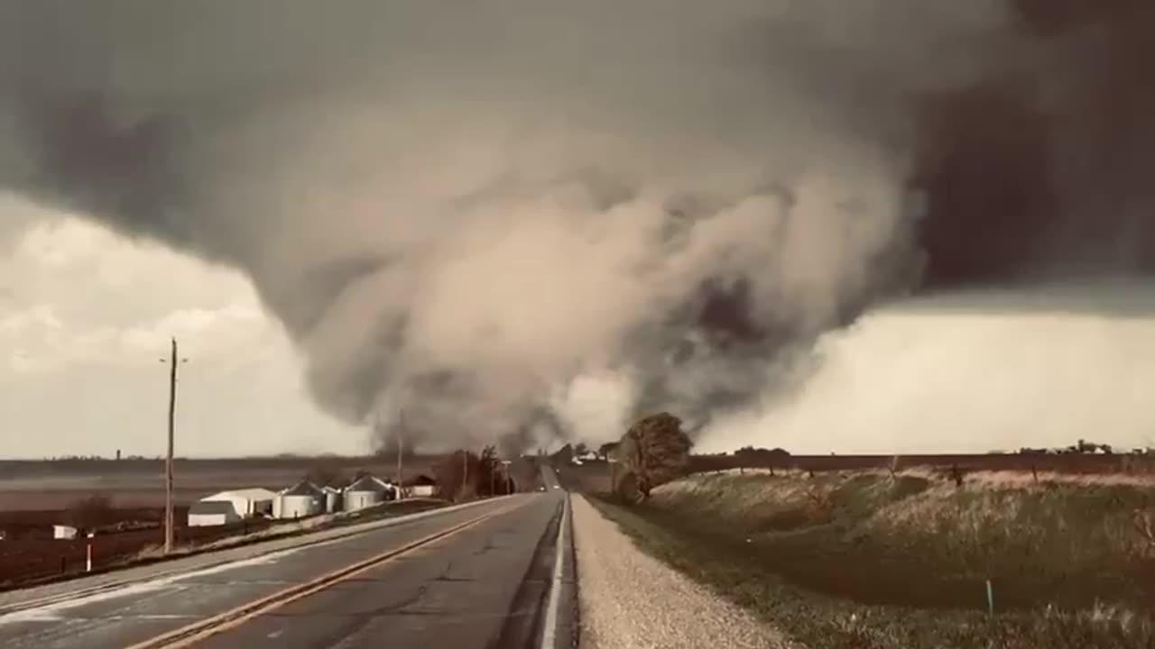 A massive wedge tornado has been reported in Harlan, Iowa,