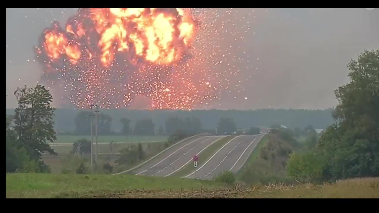 Massive explosion of ammuniton storage in Ukraine!