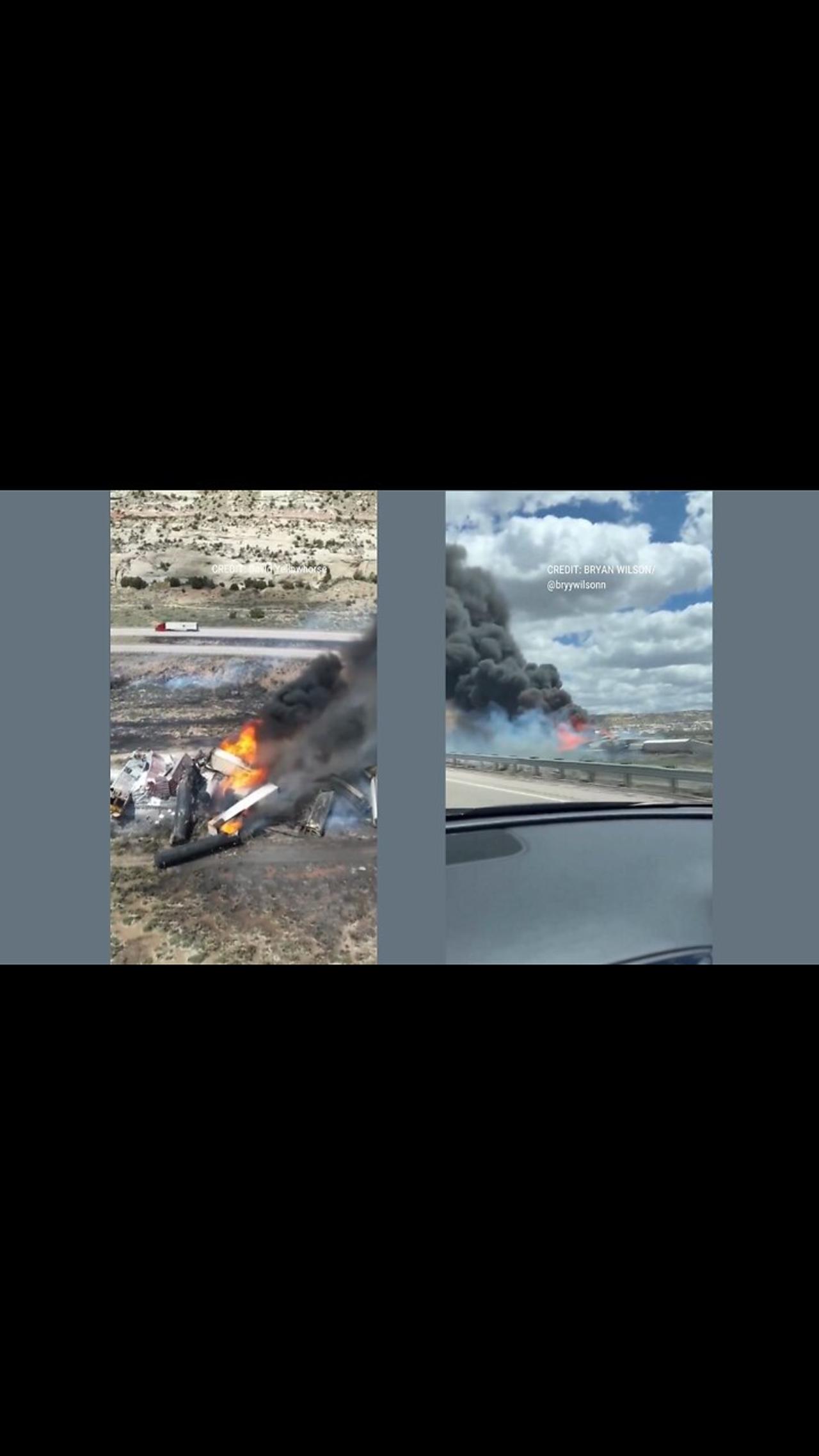 ⚠️ Train derailment near Arizona / New Mexico border. Propane tanks on multiple cars.