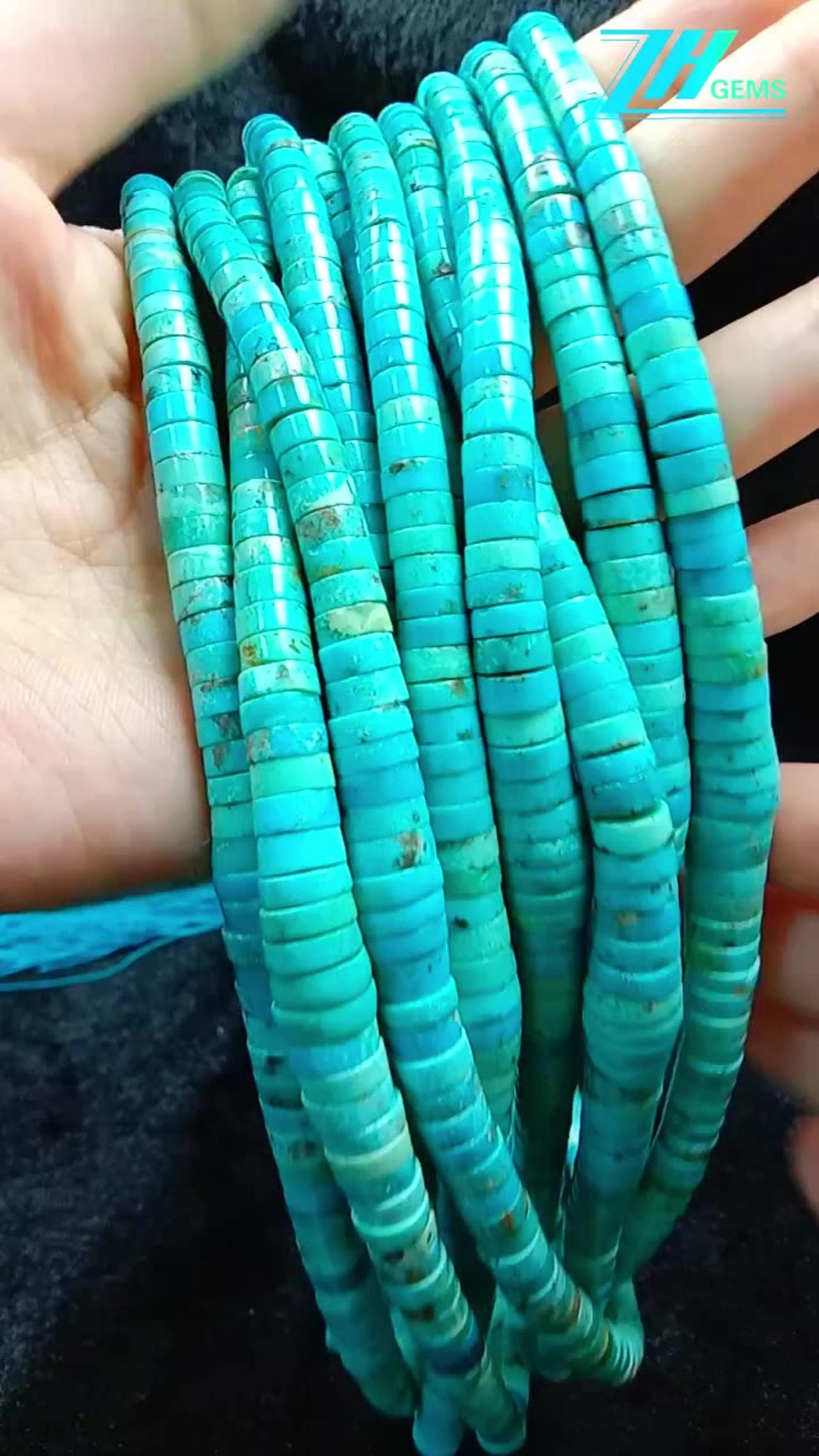 Natural turquoise heishi beads size 4-10mm full strand 16inch Beautiful Genuine stone 20240428-04-08