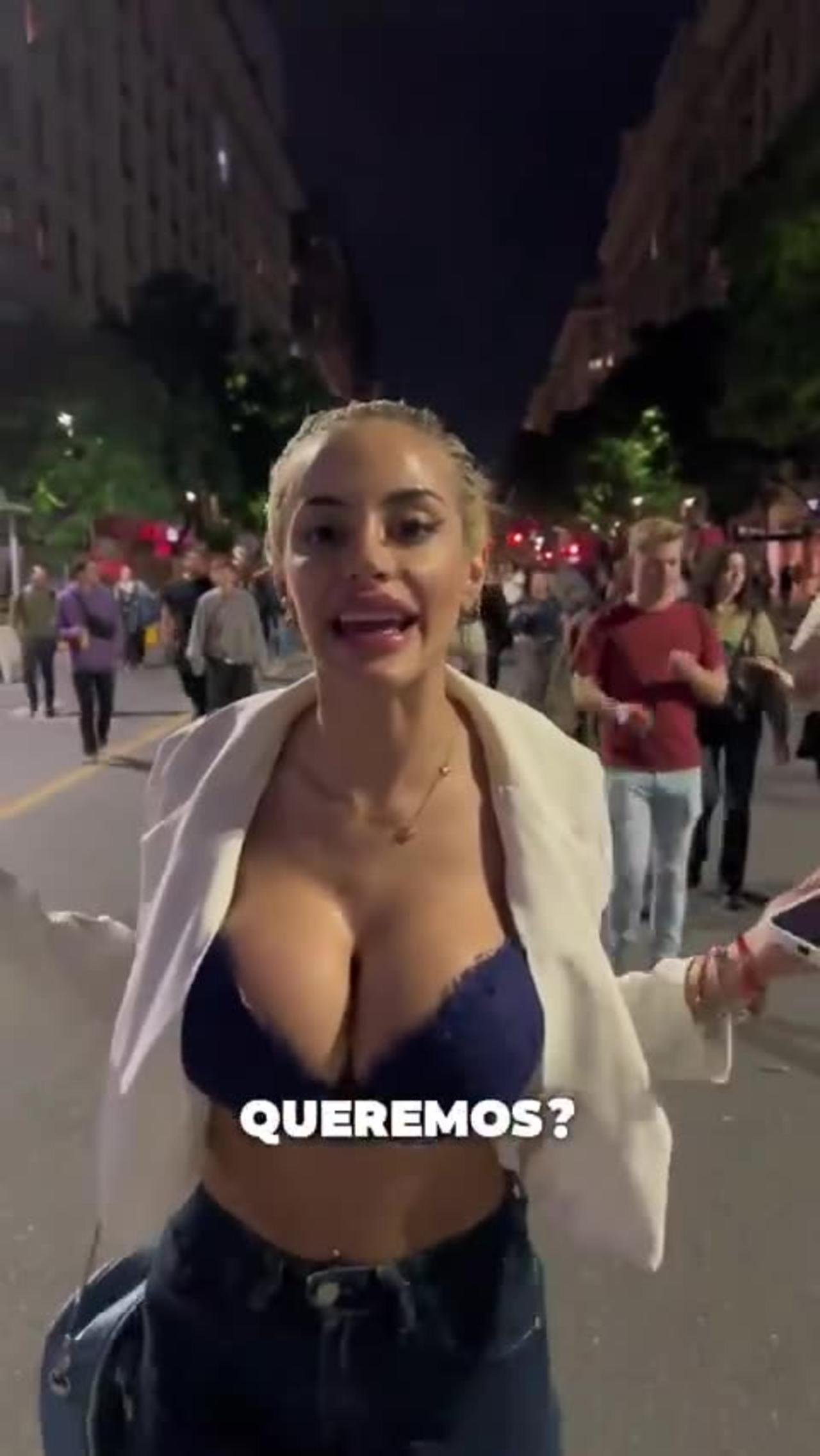 Big Breasted Protestor in Argentina
