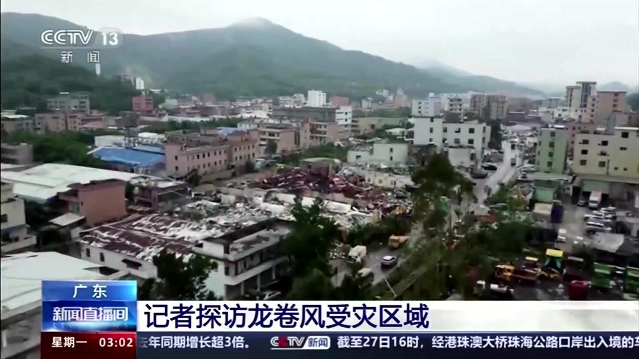 Chinese state media shows warehouse hit by tornado