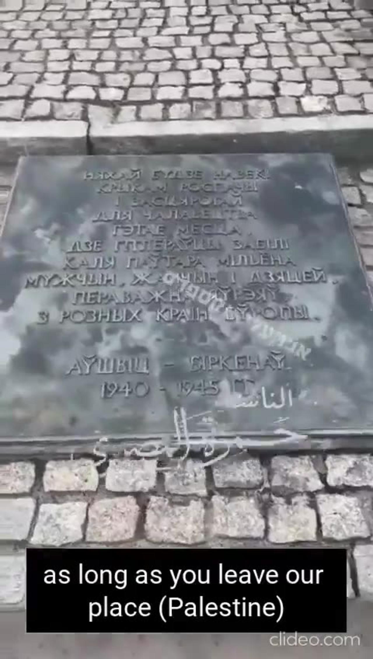 Palestinian man records a video from Auschwitz-Birkenau with a message for Israelis