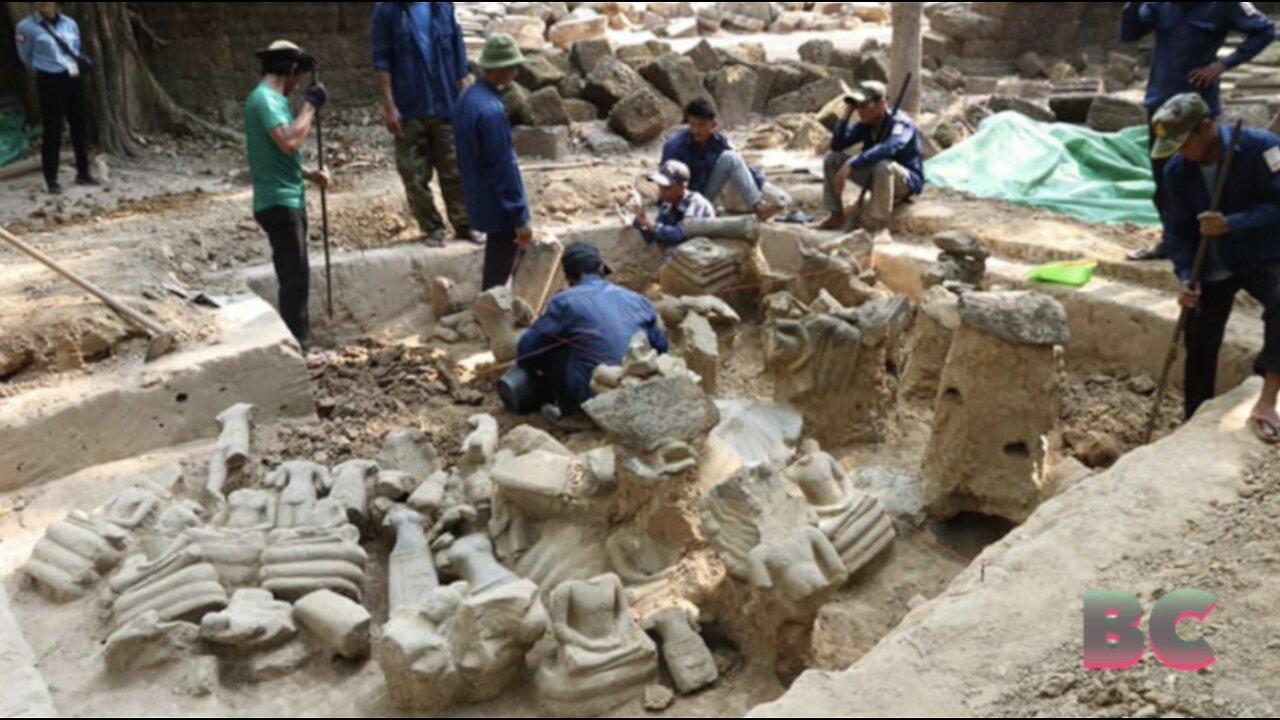 Sculptures Discovered at Khmer Temple in Cambodia