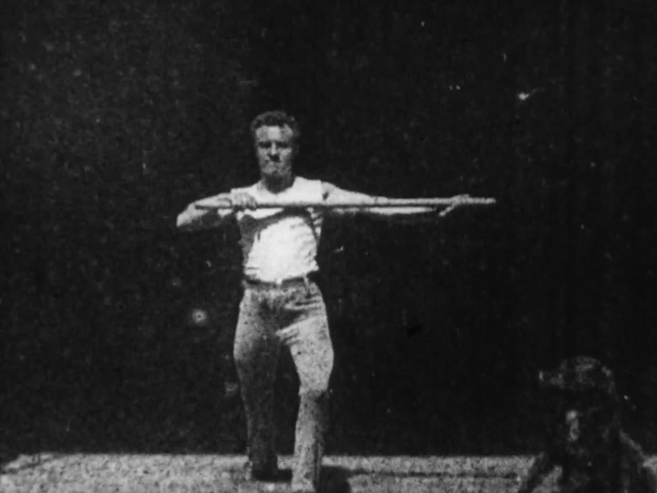 Athlete With Wand, Leçon De Baton (1894 Original Black & White Film)