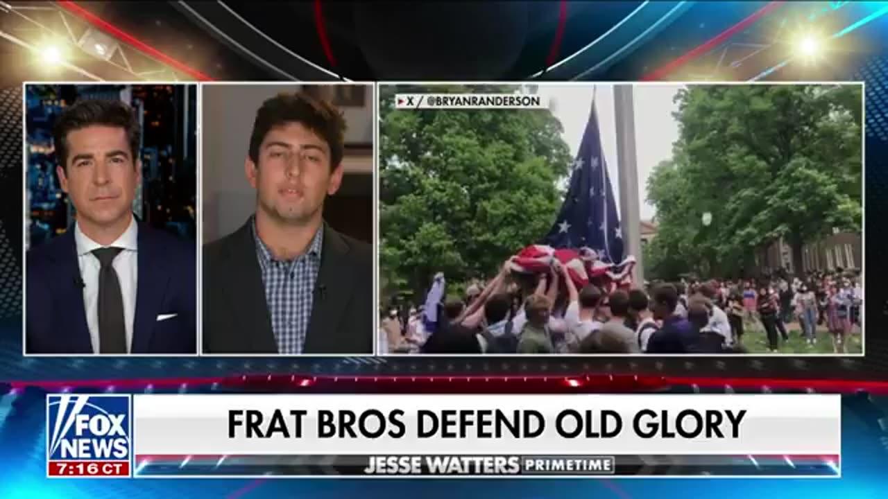 The brave UNC frat bro who waved the Israel flag in front of a pro-Hamas mob joins Primetime