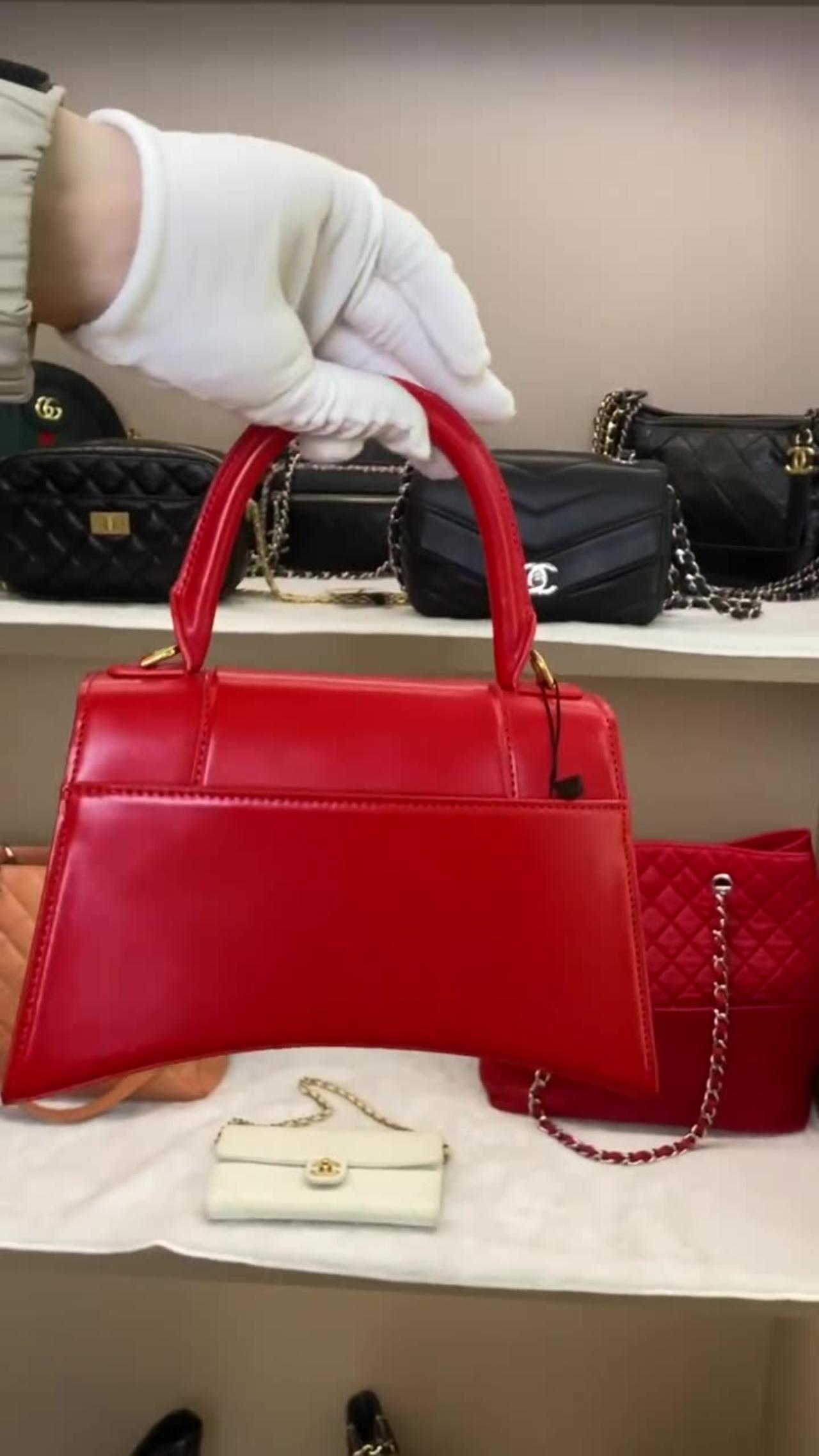 Balenciaga hourglass bag red shoulder bag