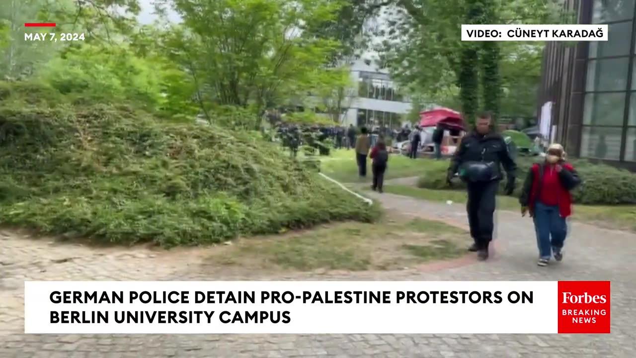 JUST IN: German Police Detain Pro Palestine Protestors At FU Berlin
