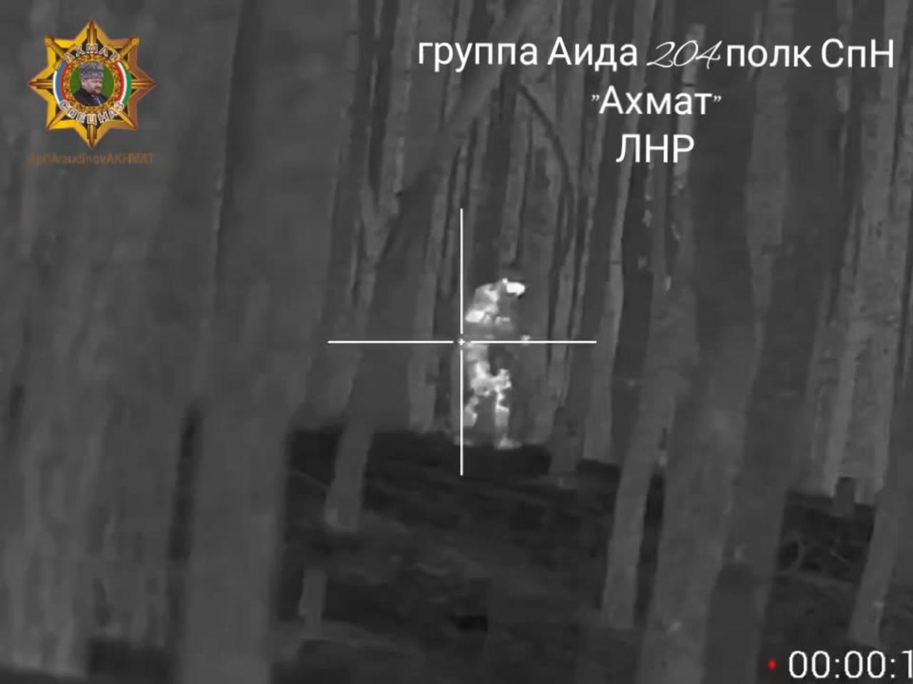 Russian sniper from Akhmat spetsnaz eliminate AFU sniper group