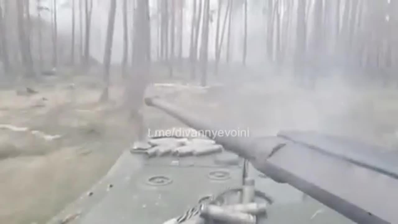 Russian BMD-2 suppressing Ukrainian positions and felling trees