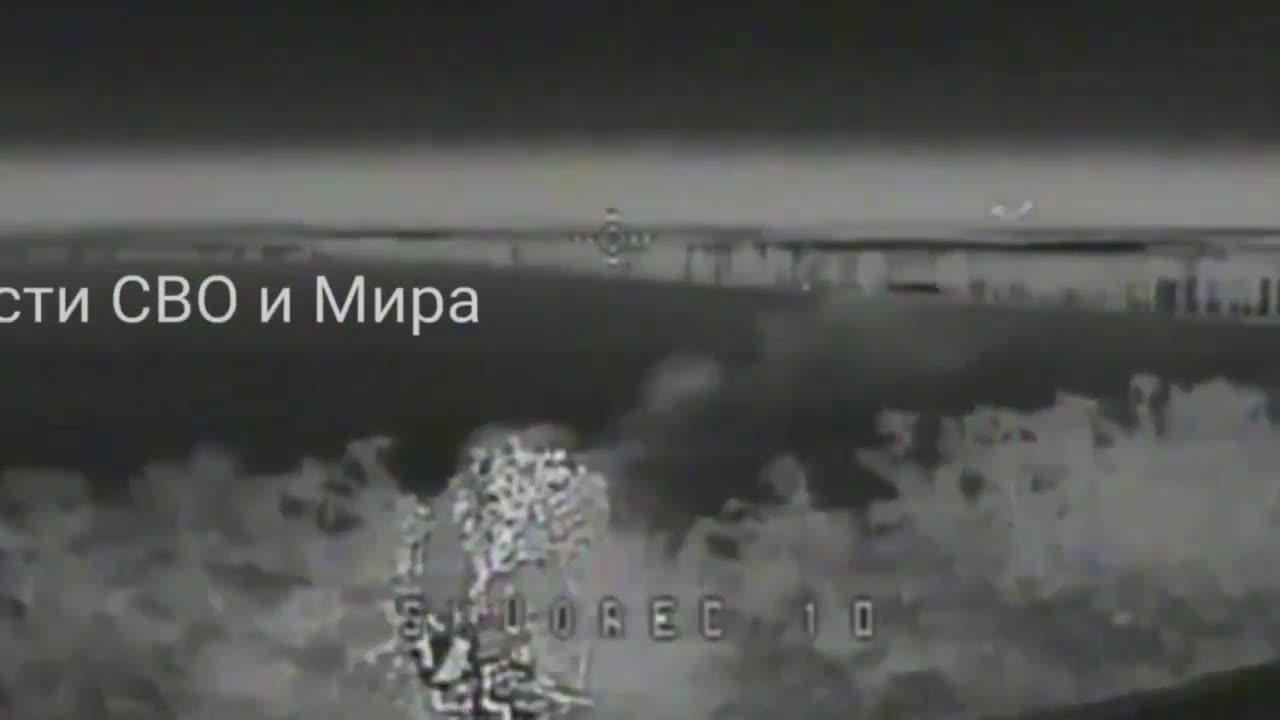 Russian FPV operators strike an UAF Abrams setting it on fire