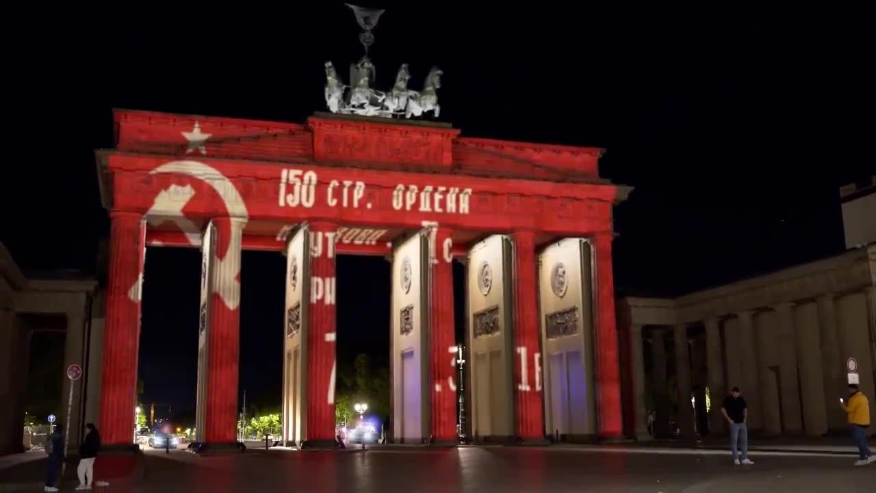 Watch: SOVIET BANNER DISPLAYED ON BERLIN'S BRANDENBURG GATE by HACKERS