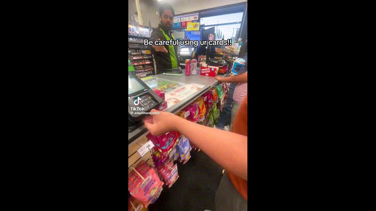 Scamming convenience store using scanner to steal your credit card info.
