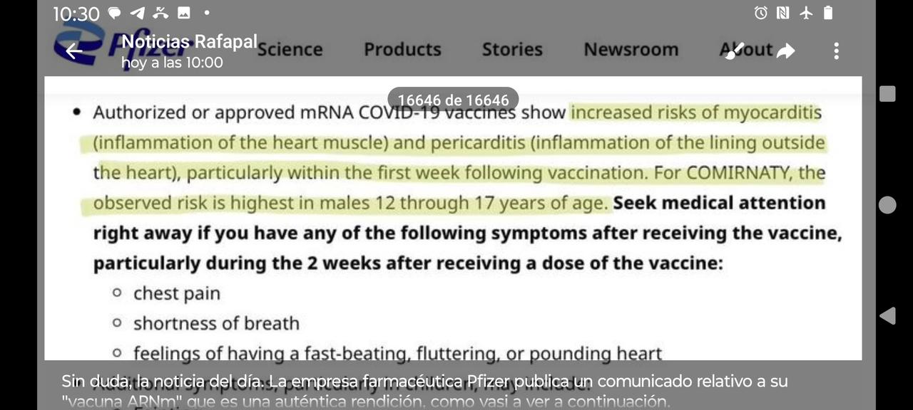 La empresa Pfizer reconoce que su "vacuna ARNm" provoca infartos y no protege del COVID