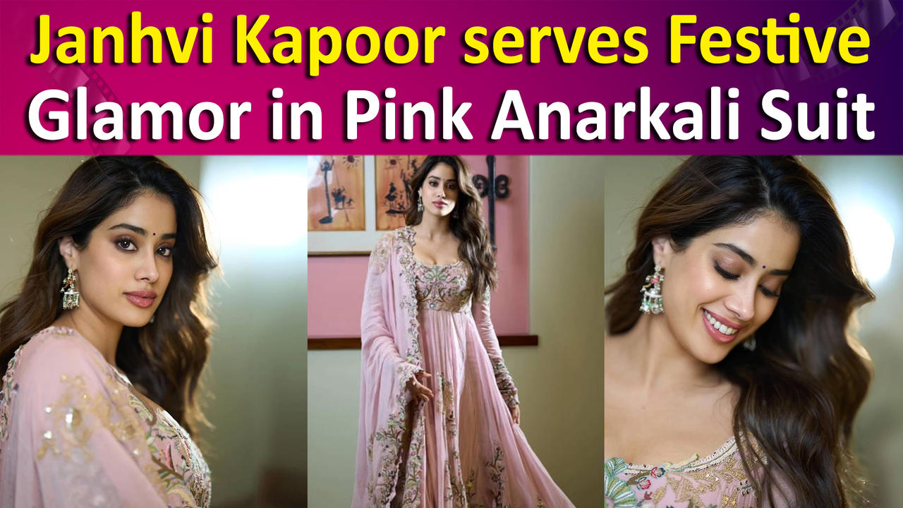 Janhvi Kapoor serves Festive Glamor in Pink Anarkali Suit