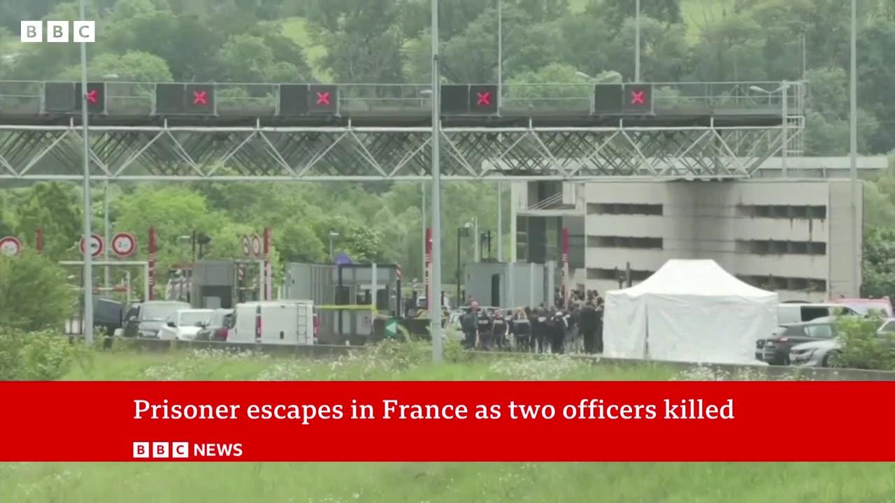 Manhunt under way in France after two prisonofficers killed in prisoner escape | BBC News