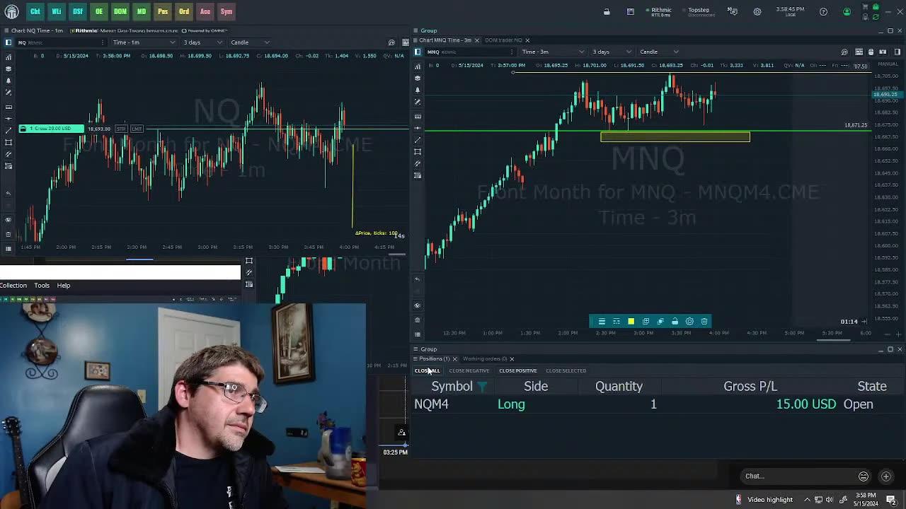 Live Day Trading NQ Futures (100k APEX Account) | Power Hour [Break Even Day]