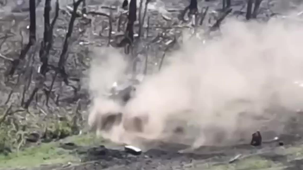 Russian Tank Falls Apart After Hitting a Mine