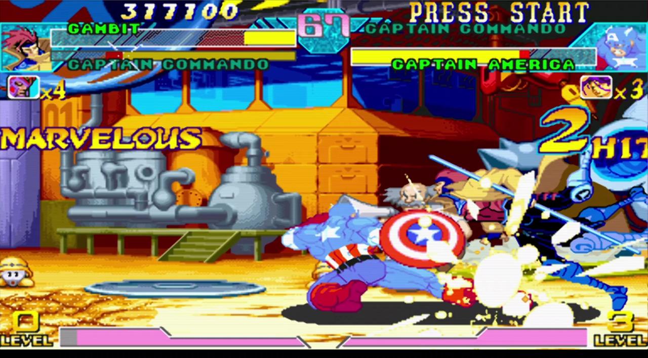 Gambit + Captain Commando vs Captain Commando + Captain America