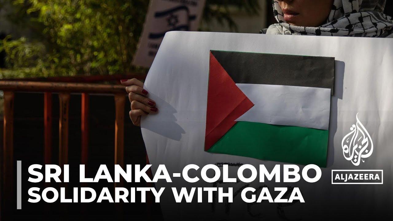 Protesters have gathered in Colombo in a show of solidarity with Palestinians in Gaza