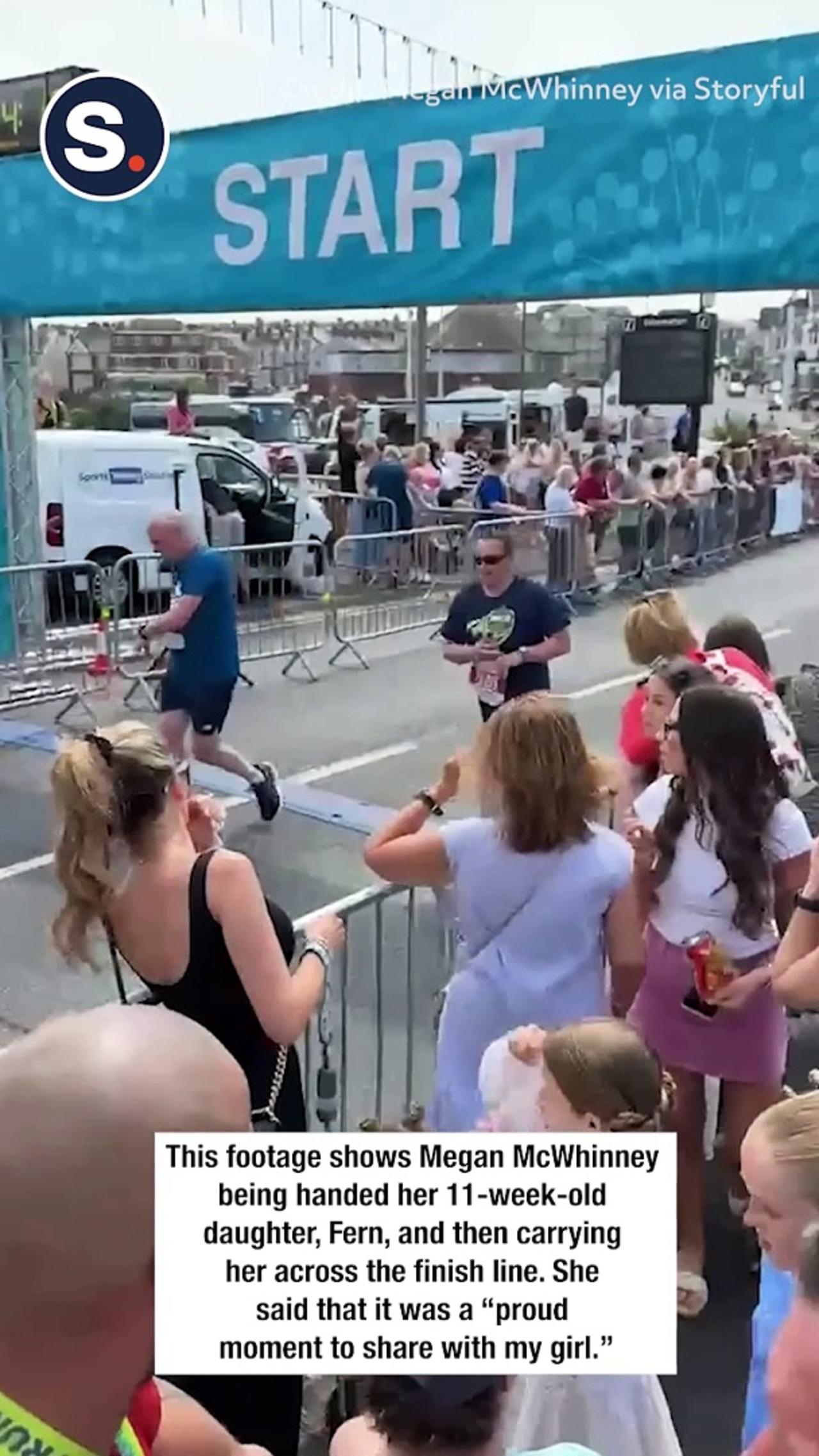 10K Runner Carries Her Baby Over Finish Line