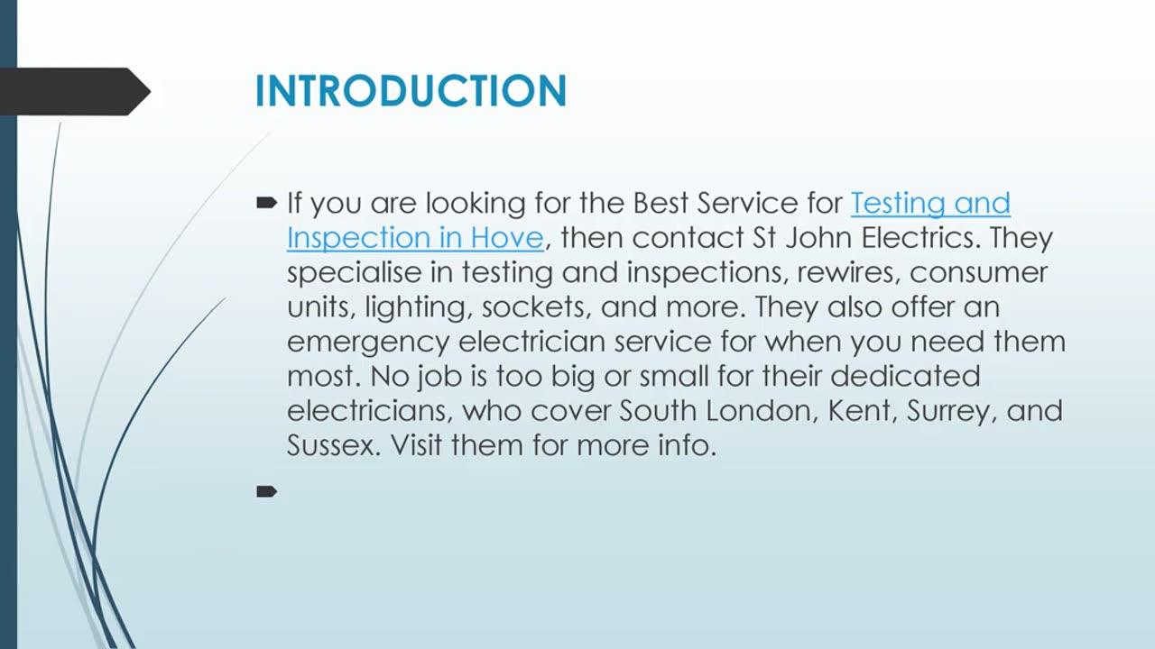 Get The Best Testing and Inspection in Hove.