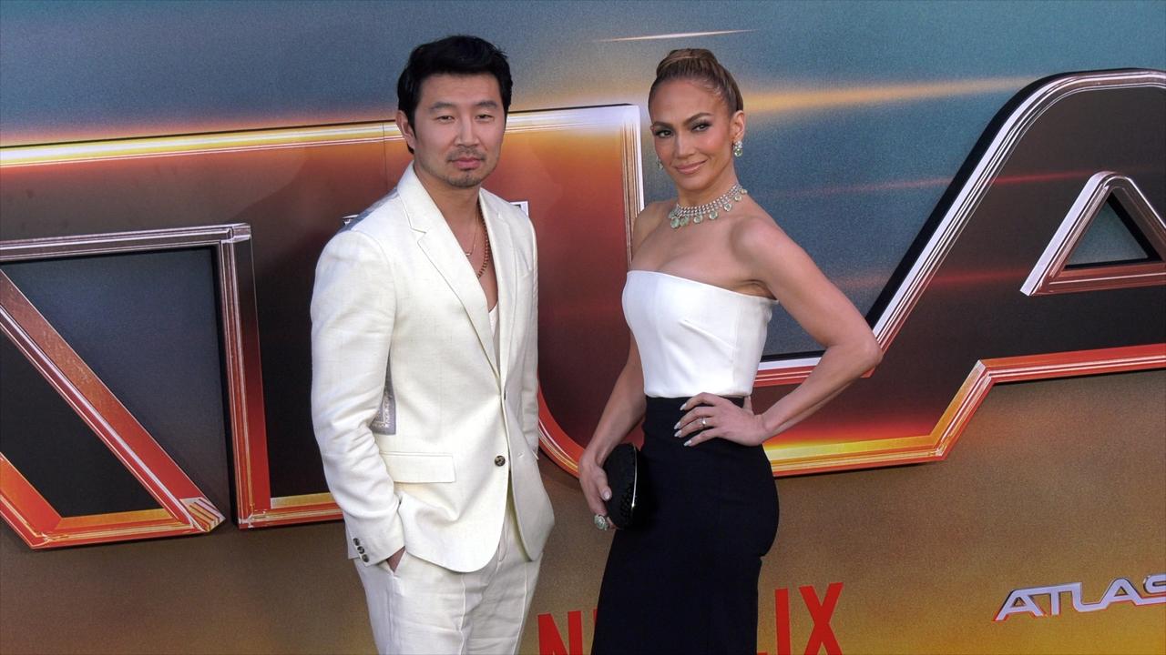 Simu Liu and Jennifer Lopez attend Netflix's 'Atlas' Los Angeles premiere black carpet