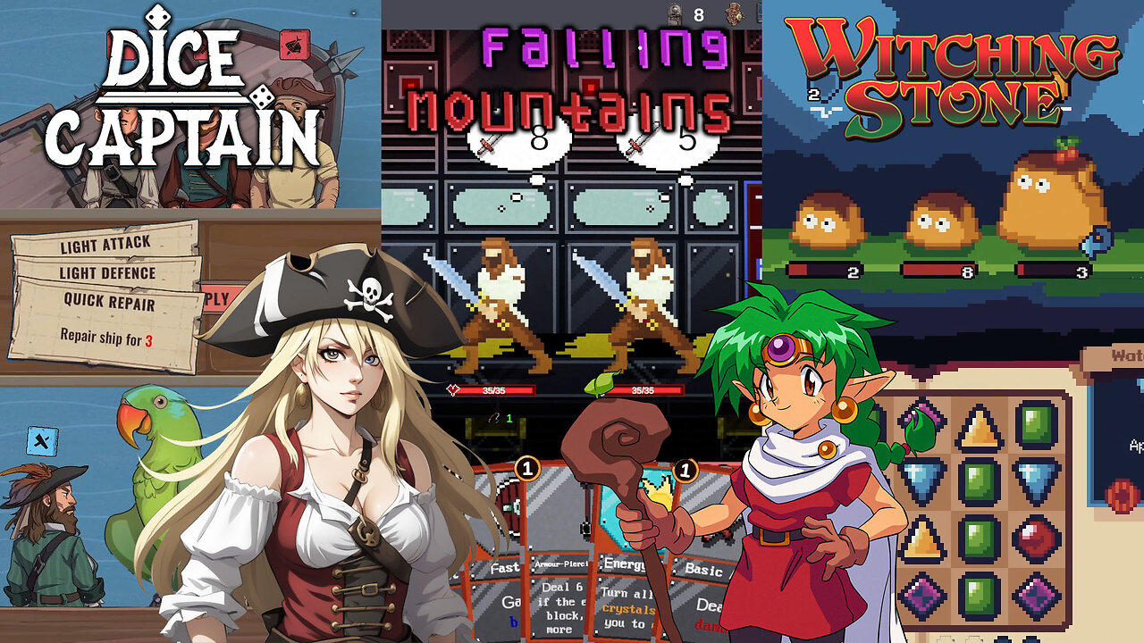 Let's Discover Indie Roguelikes Falling Mountains, Dice Captain, & Witching Stone