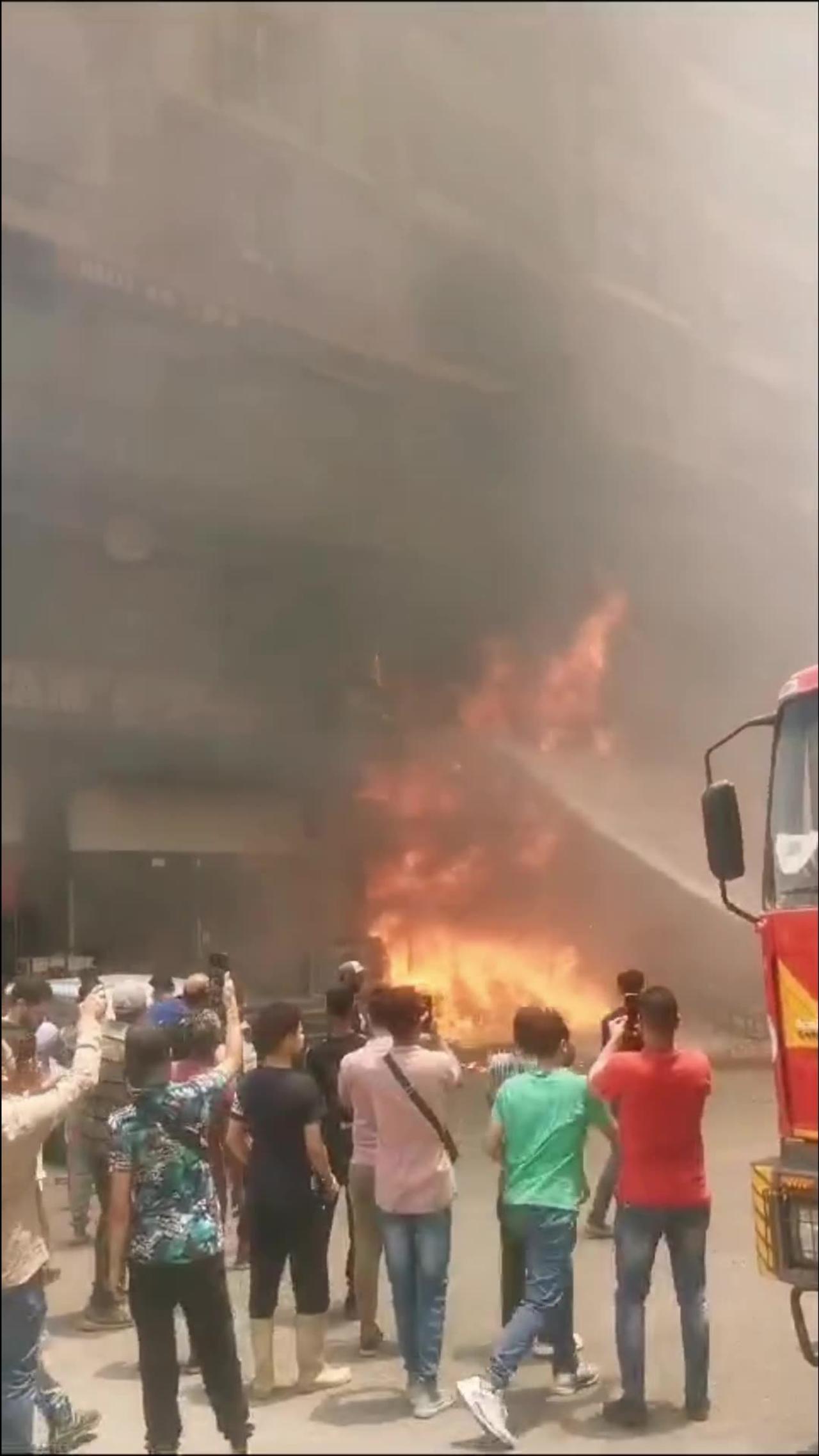 Fire in a street
