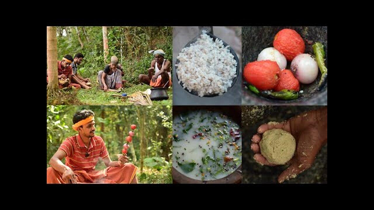 ಗಂಜಿ ಚಟ್ನಿ ಊಟದ ಔತಣ | heavenly tasting village food | Mangalore Boiled rice ganji chatni recipe