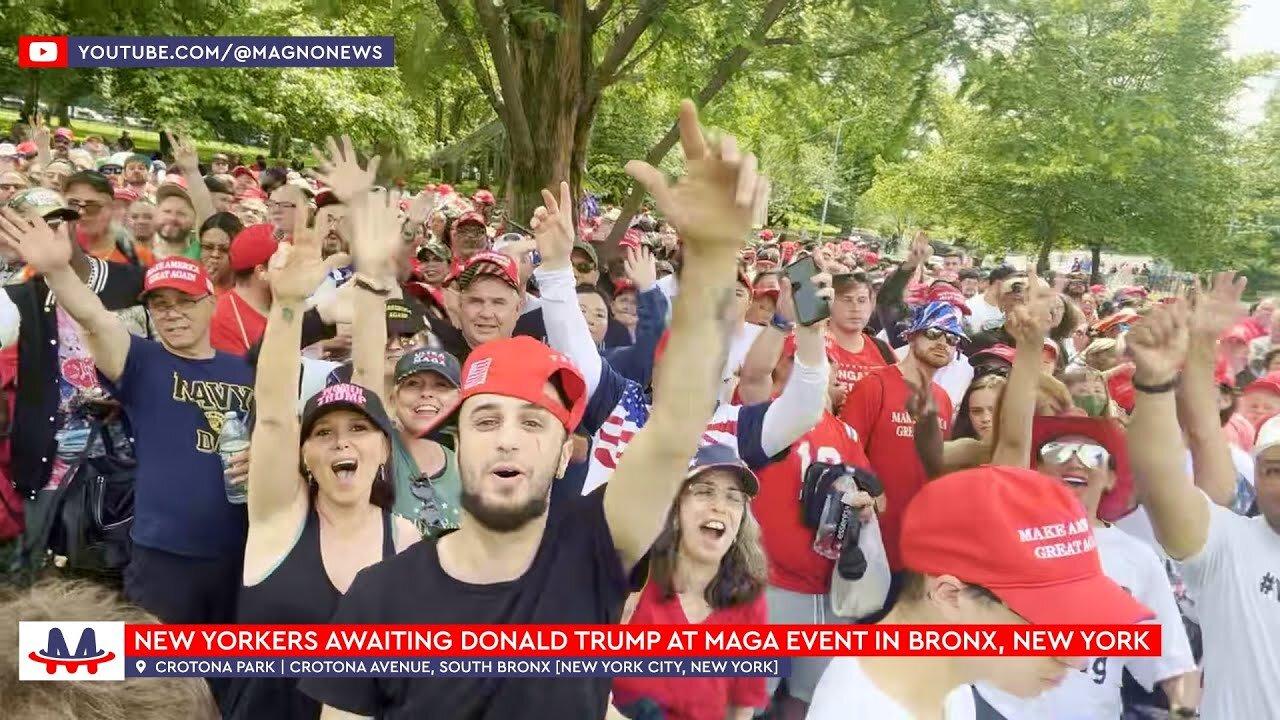 JUST IN: Crowds at Donald Trump MAGA Event in Crotona Park, South Bronx, New York (May 23, 2024)