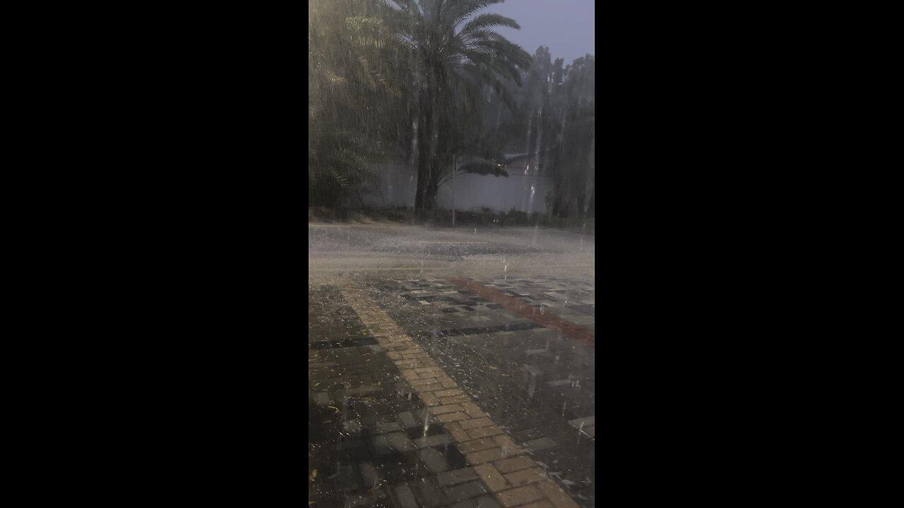Watch the power of rain in Dubai