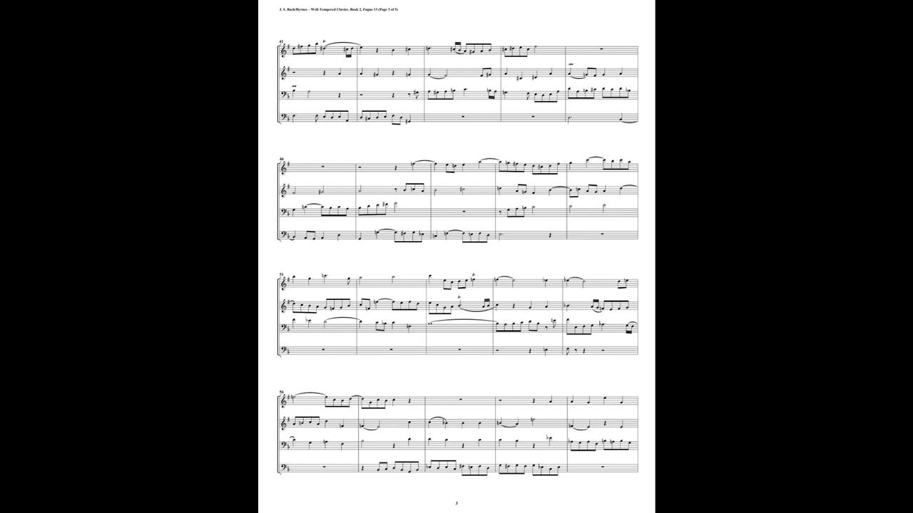 J.S. Bach - Well-Tempered Clavier: Part 2 - Fugue 13 (Brass Quartet)