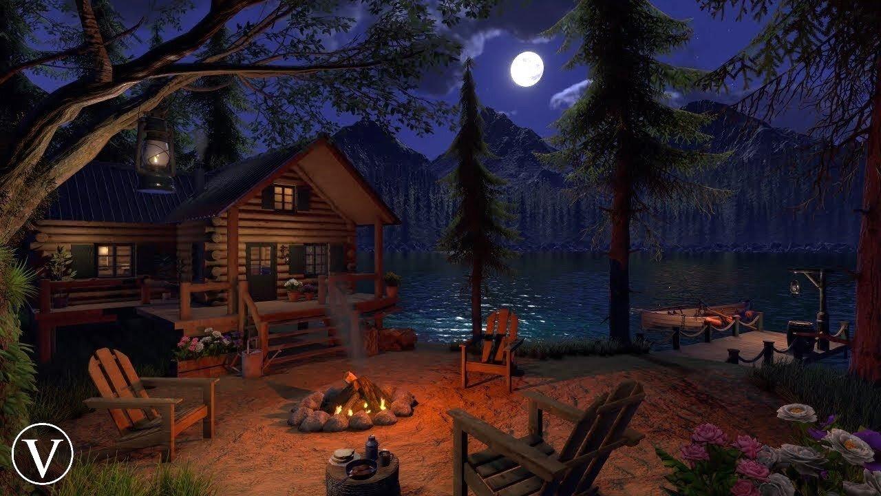 Spring Lake Homestead | Night Ambience | Calm Lakeshore & Forest Nature Sounds