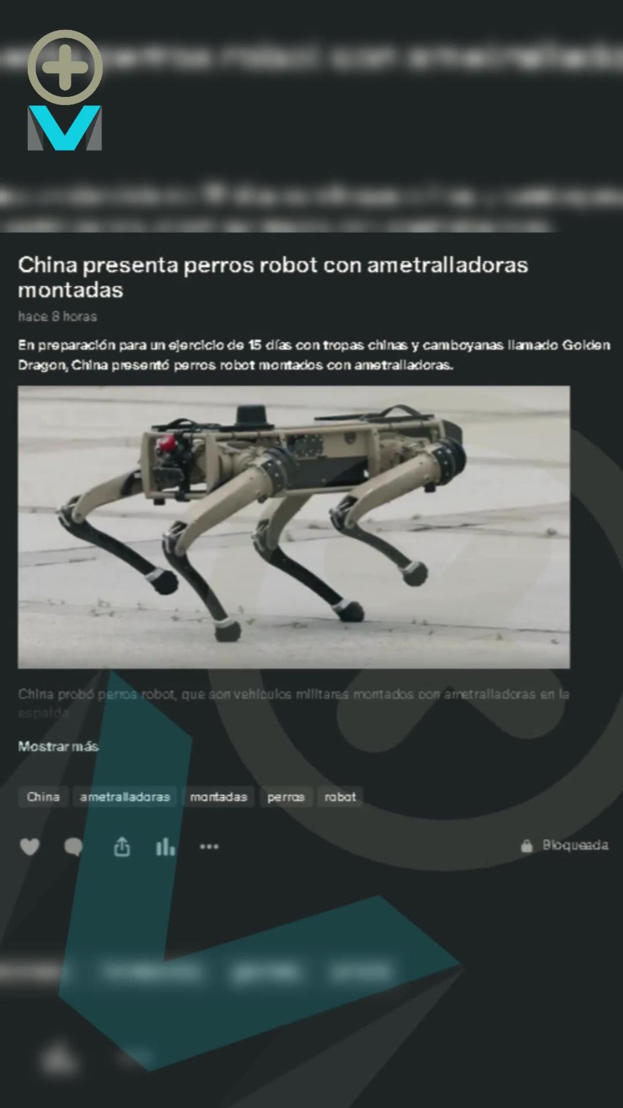 China presenta perros robot con ametralladoras montadas