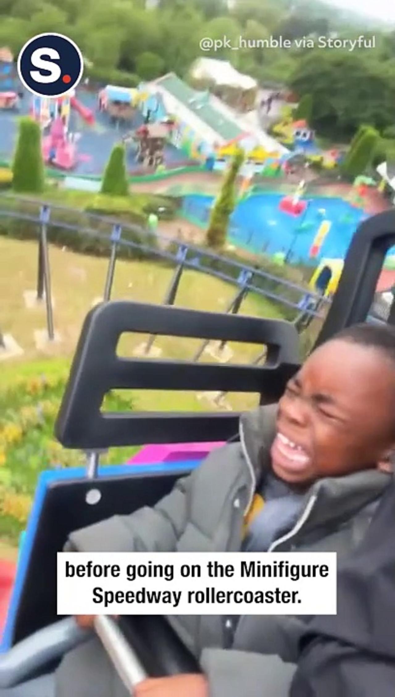 Emotional Rollercoaster as Kid Tries Out Legoland Ride
