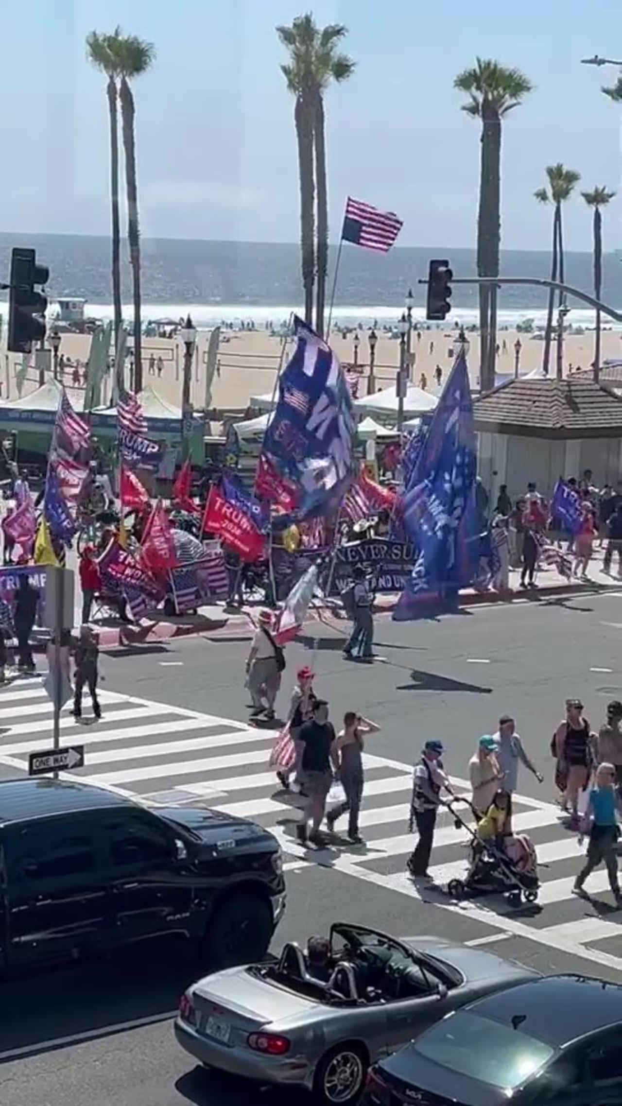 Trump Supporters in Huntington Beach, California