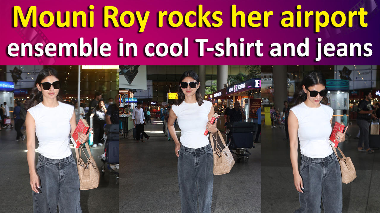 Mouni Roy serves airport fashion finesse in cap-sleeved T-shirt and jeans