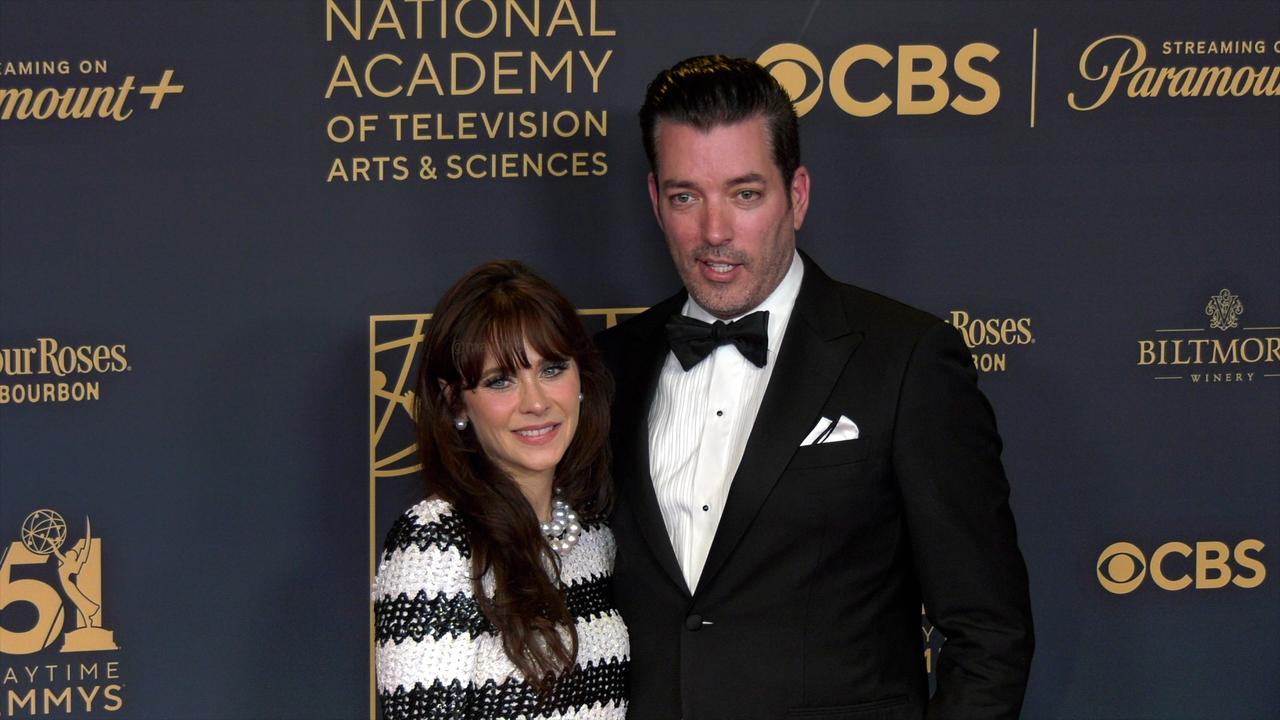 Zooey Deschanel and Jonathan Scott 2024 Daytime Emmy Awards Red Carpet