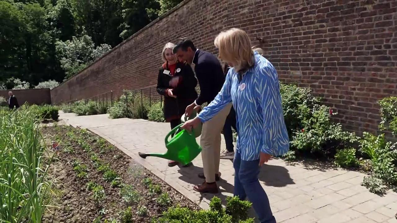 Rishi Sunak visits walled garden at Auckland Castle