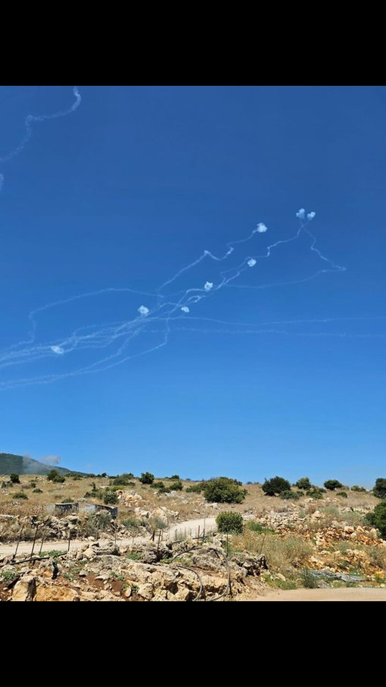 Footage posted to social media shows several Iron Dome interceptions and