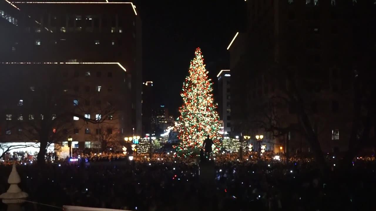 Lighting of Michigan State Christmas tree at Lansing's Silver Bells
