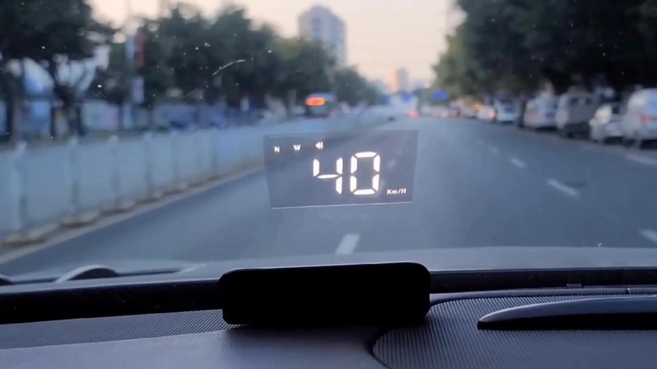 car speed display on windshield
