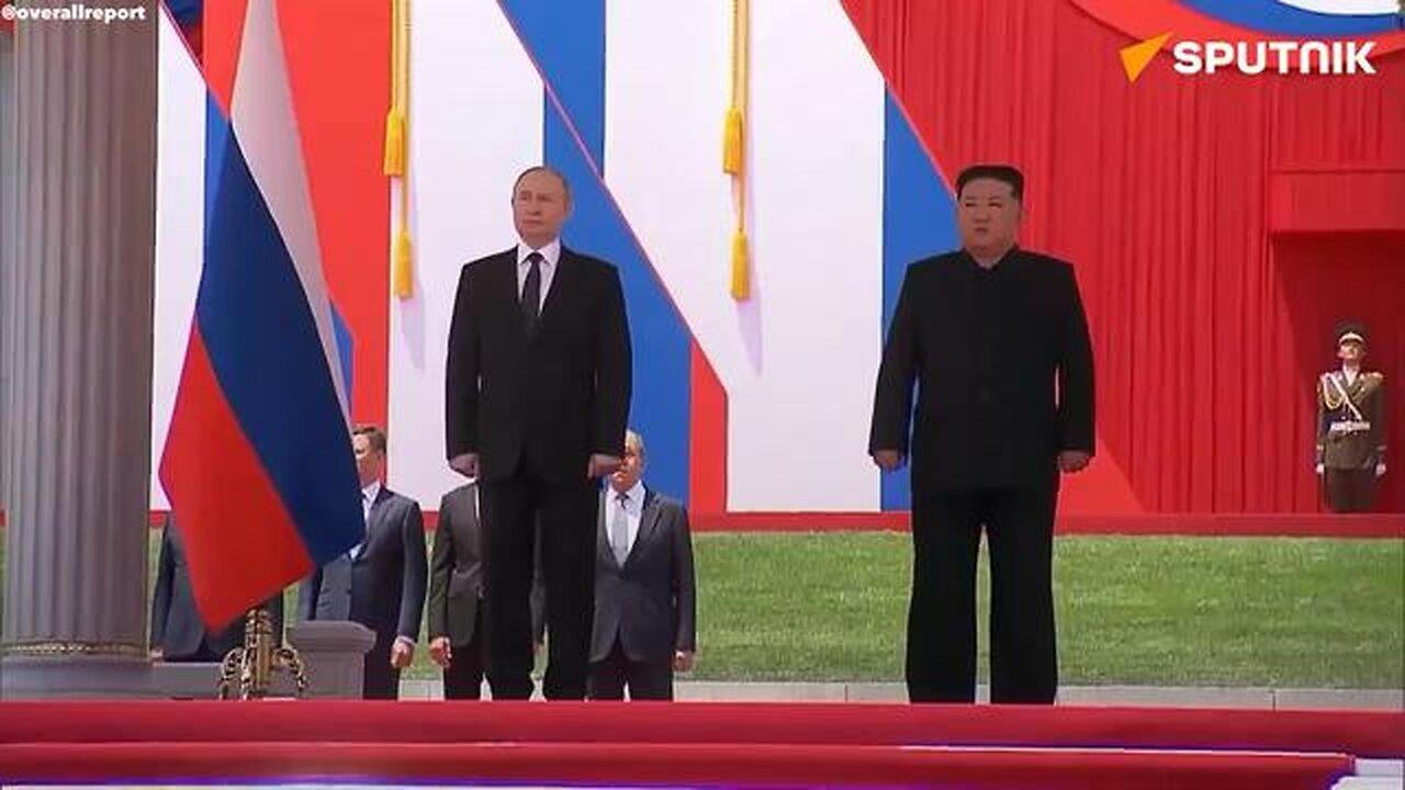North Korea performs Russia's national anthem for President Putin.